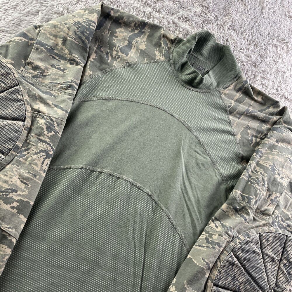 Massif Shirt Mens Large Green Airman Battle FR Camo Camouflage Military USA Made